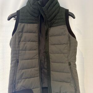 Lole Quilted Puffer Vest - Size Small - Gray & Olive Green Women